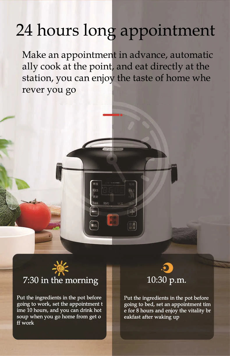 12V 24V Mini Rice Cooker Car Truck Soup Porridge Cooking Machine Food Steamer Heating Lunch Box Meal Heater Warmer 1L / 2L
