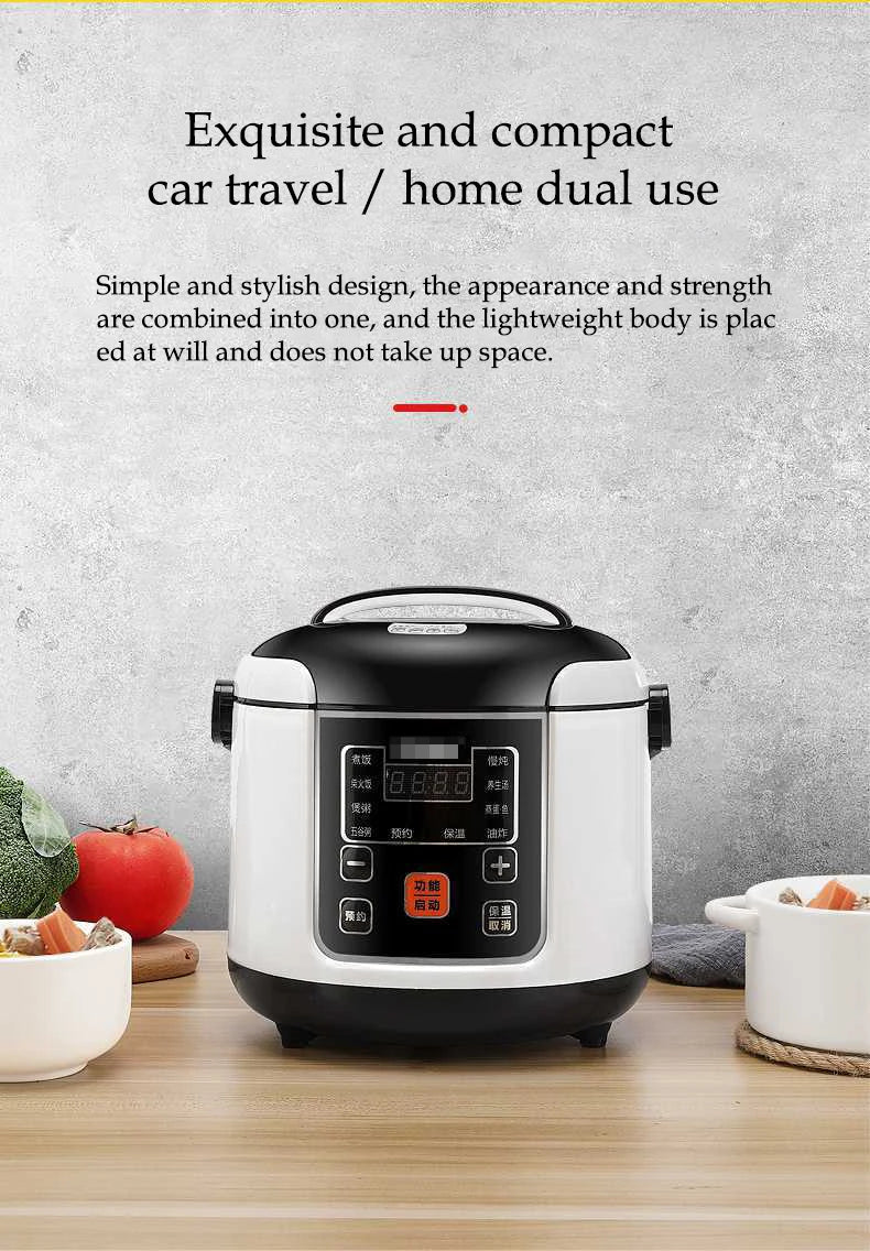 12V 24V Mini Rice Cooker Car Truck Soup Porridge Cooking Machine Food Steamer Heating Lunch Box Meal Heater Warmer 1L / 2L
