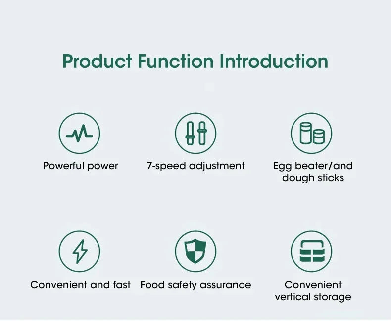 Handheld Electric Egg Beater, Household Automatic Mixer, Handheld Food Cake Bread Baking Dough Mixer, 7-speed Cream Blender