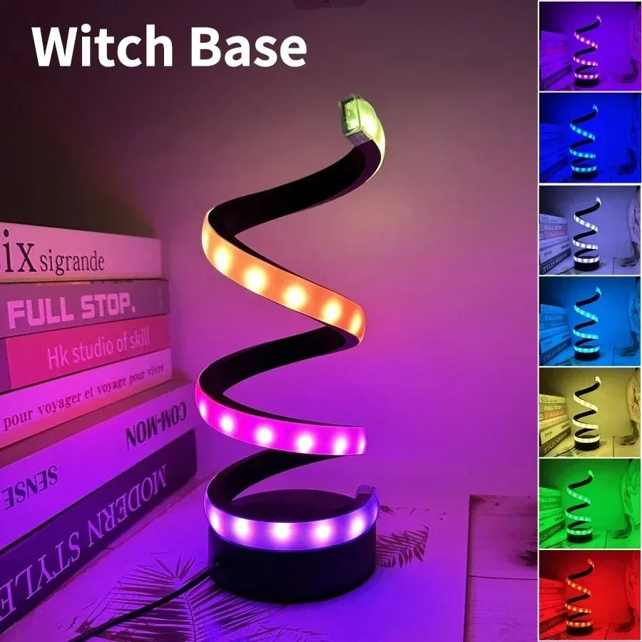 Creative Spiral LED Night Light Dimmable 3 Colors Table Night Lamp for Living Room Office Desk Bedroom Bedside Decor USB Plug in
