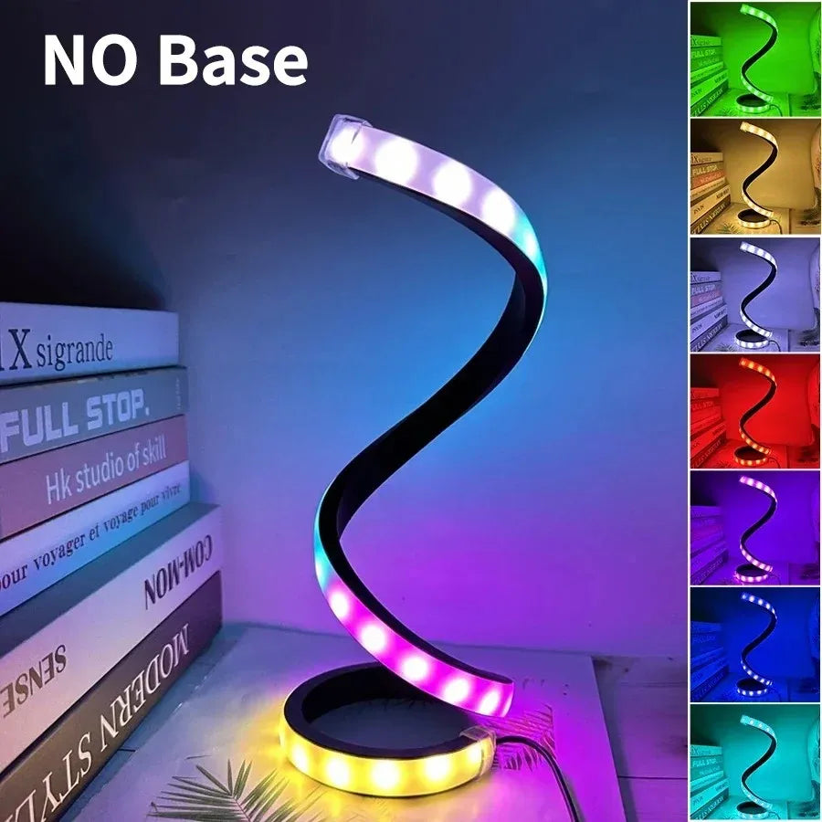 Creative Spiral LED Night Light Dimmable 3 Colors Table Night Lamp for Living Room Office Desk Bedroom Bedside Decor USB Plug in