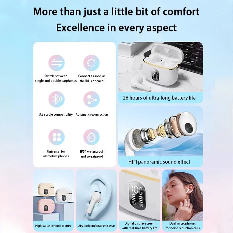 Bluetooth Headset 2025 New Smart Wireless Noise Cancelling High Quality In-Ear