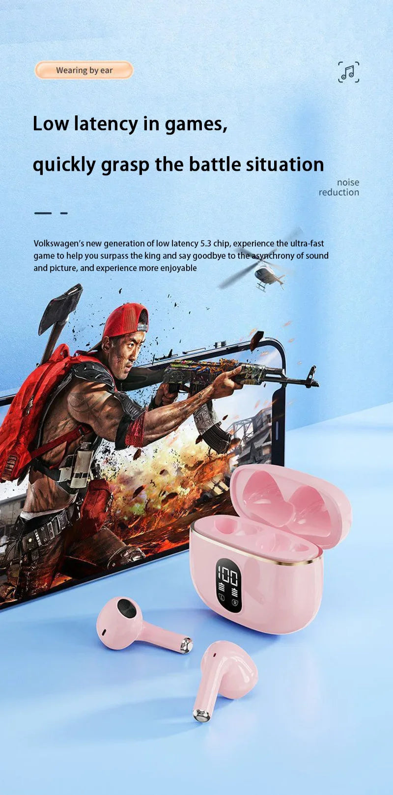 Bluetooth Headset 2025 New Smart Wireless Noise Cancelling High Quality In-Ear