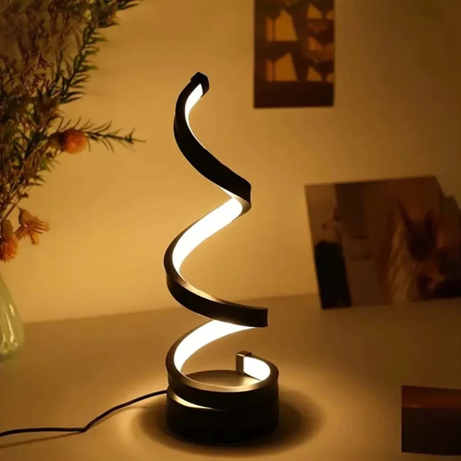 Creative Spiral LED Night Light Dimmable 3 Colors Table Night Lamp for Living Room Office Desk Bedroom Bedside Decor USB Plug in