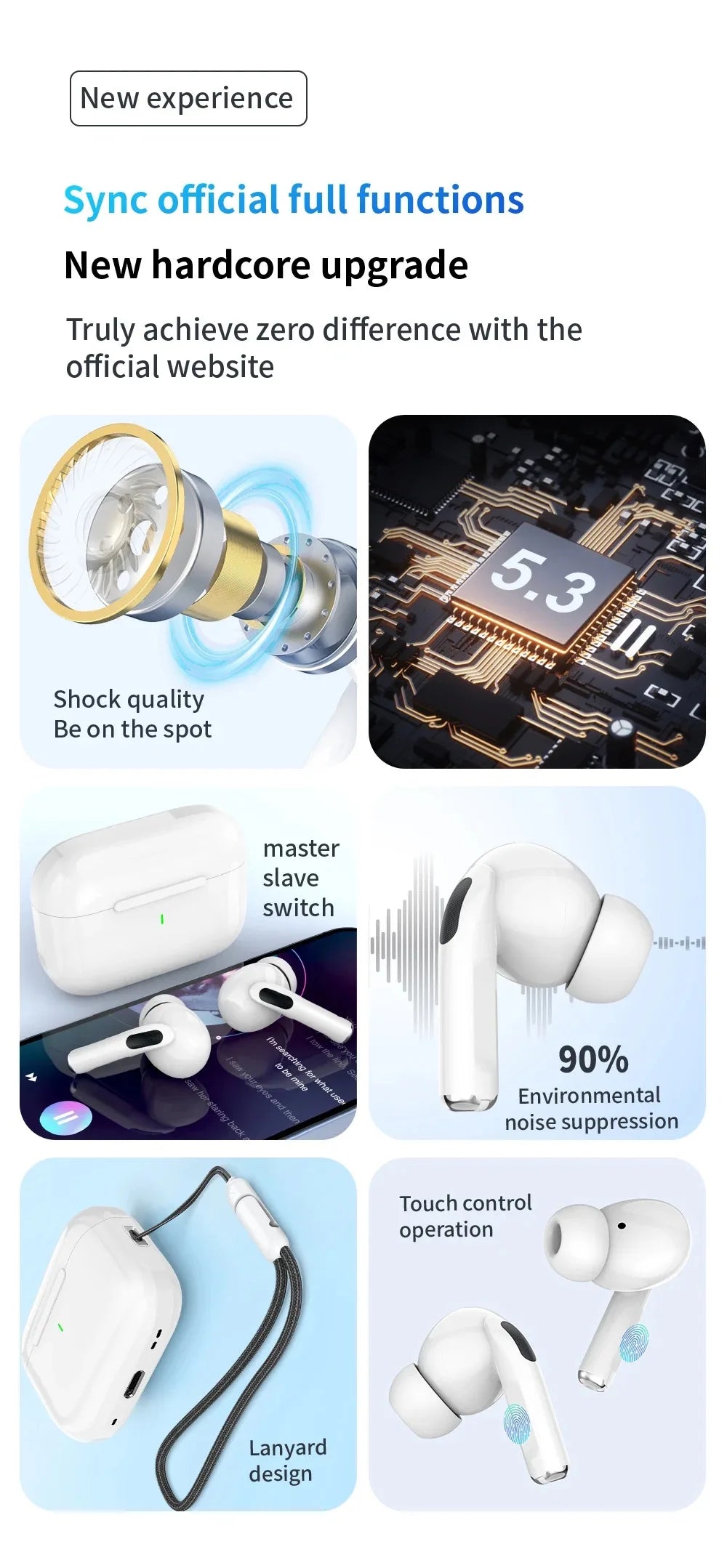 Original Air Pro TWS Wireless Bluetooth Earphones Headphones In Ear Earbuds Sports Noise Cancelling Headset for IPhone Android