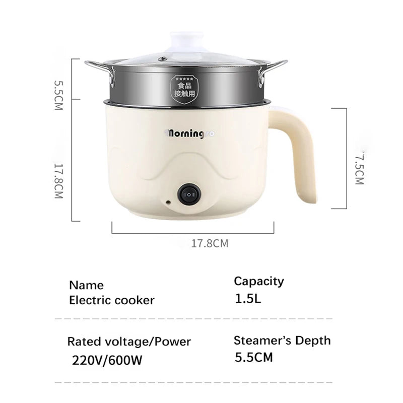 Multifunction Electric Cooking Heating Pan Electric Cooking Pot Machine Single/Double Layer Steamed Eggs Pan Non-stick Pan