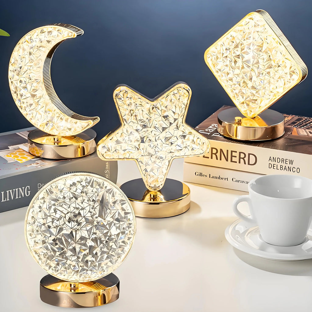 Bedroom Crystal Touch Dimming Night Light Girls Room Home Decor Aesthetics USB Bedside LED Ambient Table 3d Moon Lamp