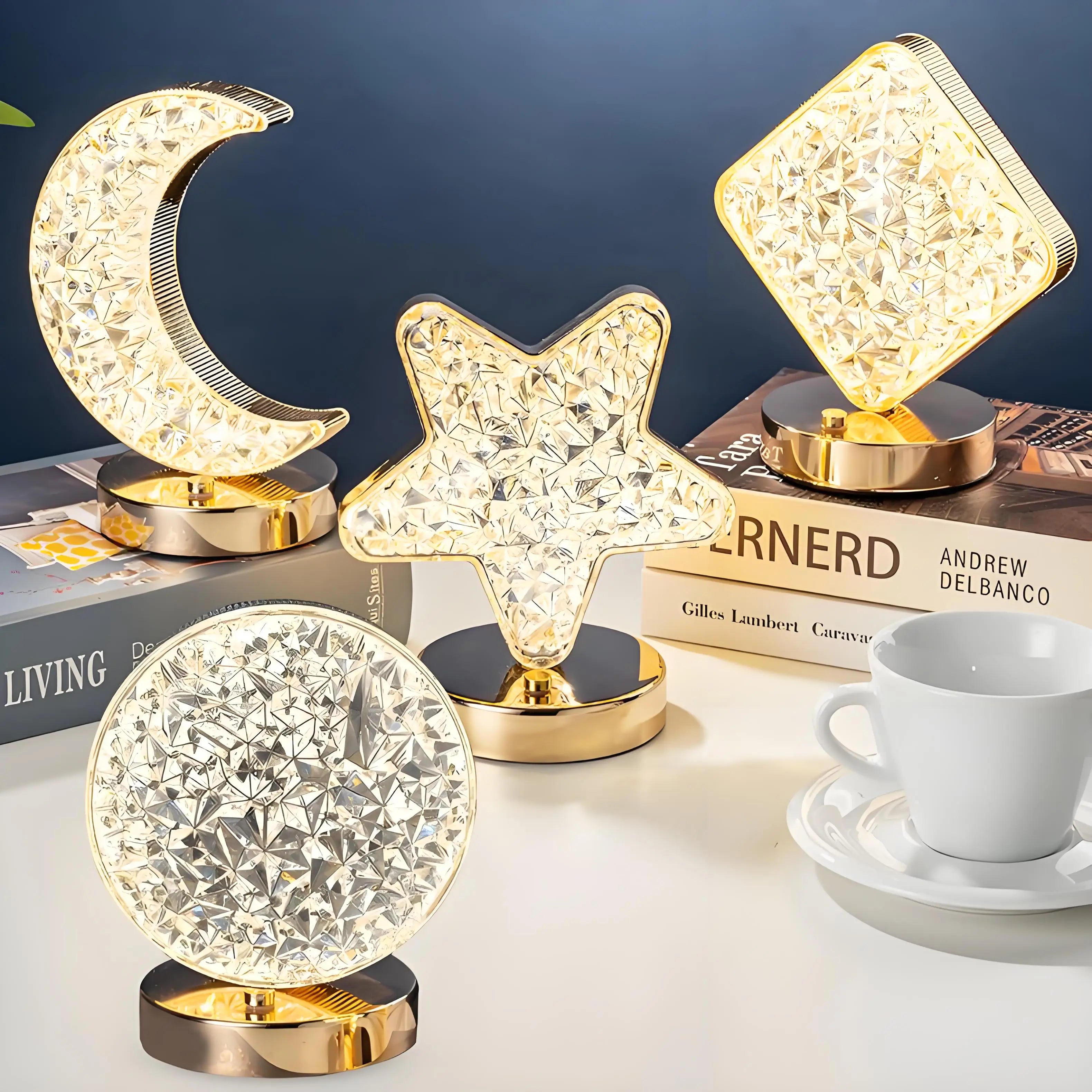 Bedroom Crystal Touch Dimming Night Light Girls Room Home Decor Aesthetics USB Bedside LED Ambient Table 3d Moon Lamp