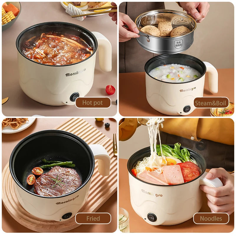 Multifunction Electric Cooking Heating Pan Electric Cooking Pot Machine Single/Double Layer Steamed Eggs Pan Non-stick Pan