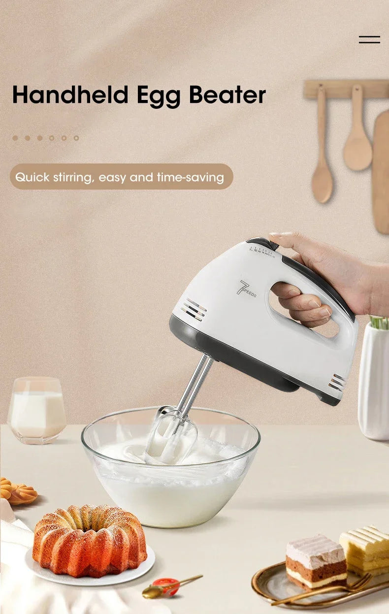 Handheld Electric Egg Beater, Household Automatic Mixer, Handheld Food Cake Bread Baking Dough Mixer, 7-speed Cream Blender