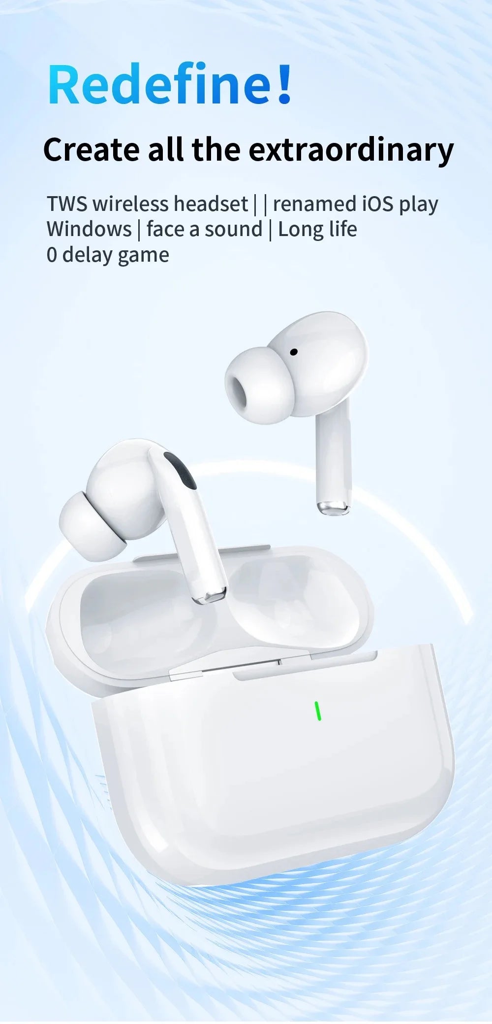 Original Air Pro TWS Wireless Bluetooth Earphones Headphones In Ear Earbuds Sports Noise Cancelling Headset for IPhone Android