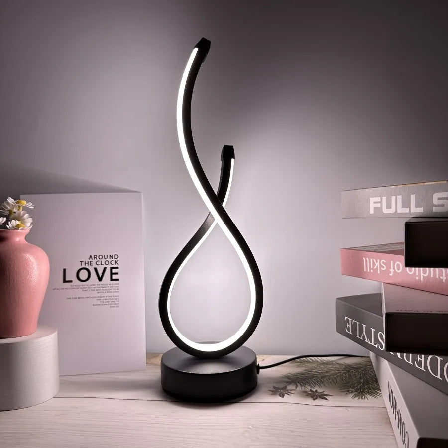 Creative Spiral LED Night Light Dimmable 3 Colors Table Night Lamp for Living Room Office Desk Bedroom Bedside Decor USB Plug in