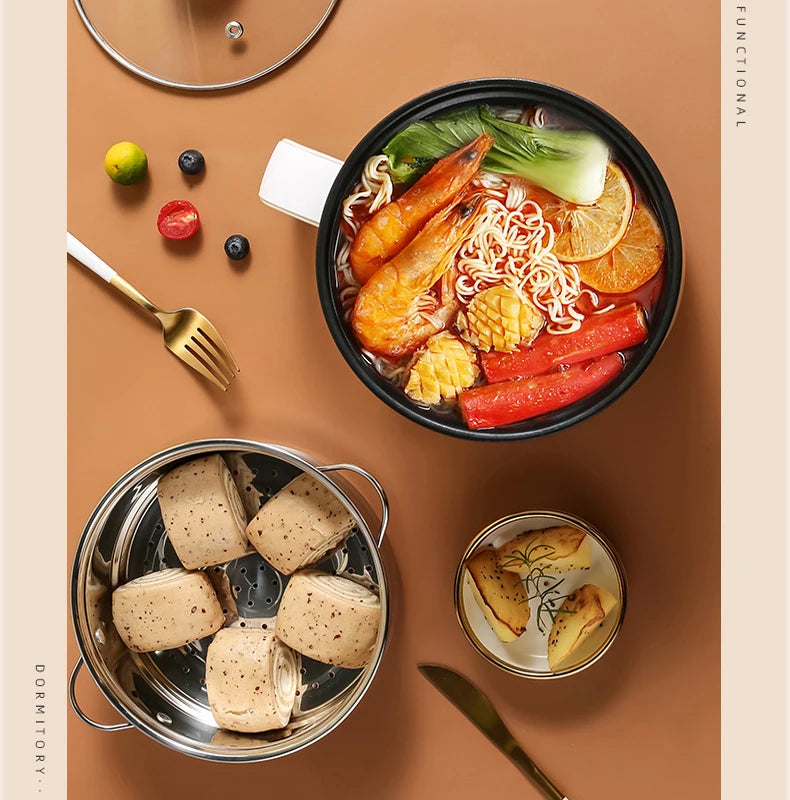 Multifunction Electric Cooking Heating Pan Electric Cooking Pot Machine Single/Double Layer Steamed Eggs Pan Non-stick Pan