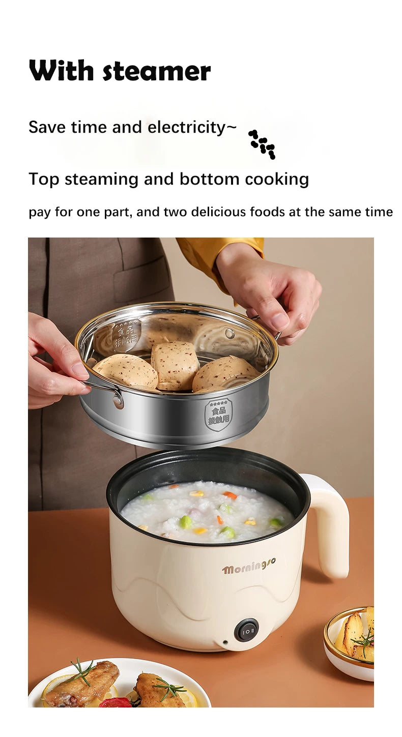 Multifunction Electric Cooking Heating Pan Electric Cooking Pot Machine Single/Double Layer Steamed Eggs Pan Non-stick Pan