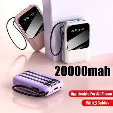 New Power bank Built in 4 Cables Fast charging Digital LED Display Portable PowerBank