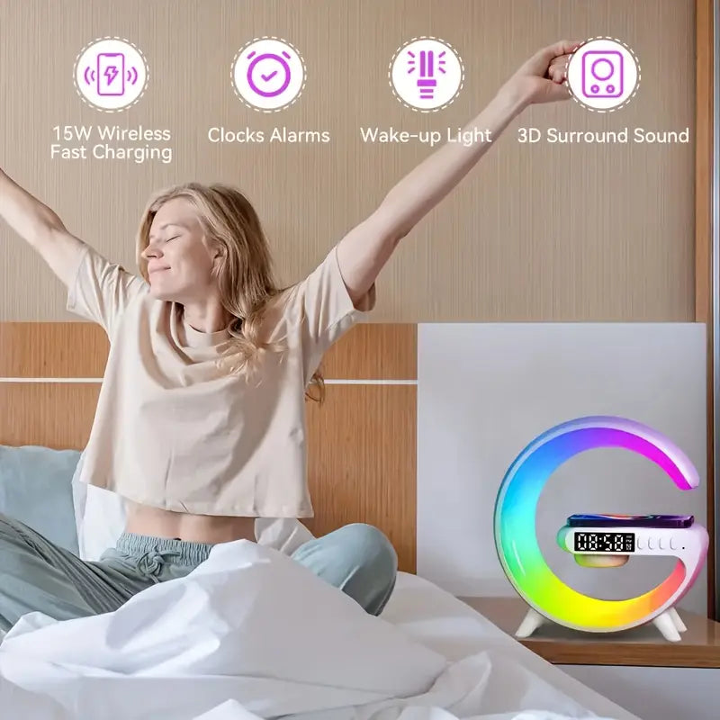 Innovative LED Digital Alarm Clock with RGB Atmosphere Light & Bluetooth Music Speaker