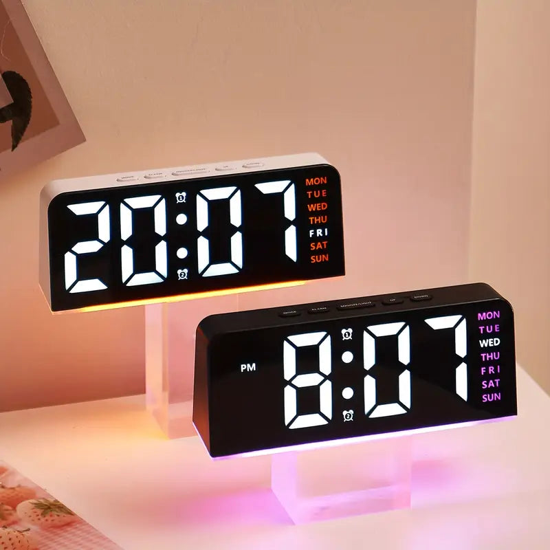 ✨ LED Digital Alarm Clock With Colorful Backlight – Modern Smart Design